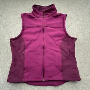 LL Bean Softshell Purple Fleece Lined Vest Jacket Womens Large DNX9